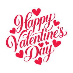 Happy Valentine's Day Calligraphy Typography T-shirt Design with Text and Hearts. 