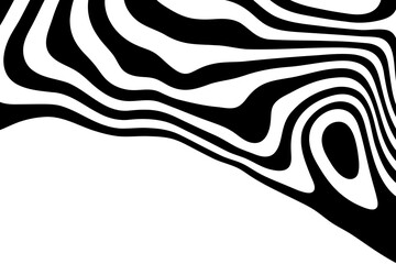 Amazing liquify lines effect on black and white, vector illustration. Eps 10