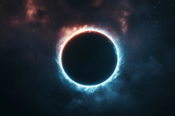 Large, glowing, black circle in the sky
