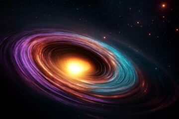 Obraz premium Colorful spiral galaxy with a bright yellow sun in the center