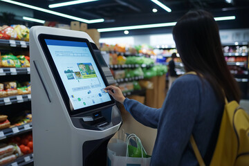 Self-Checkout at Modern Grocery Store: Scanning Groceries Efficiently