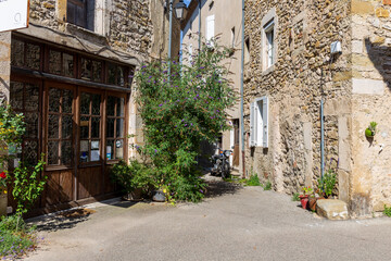 Fototapeta premium Saou, in the Drôme department, southeastern France, door of Provence. The town offers traditional architecture with its narrow medieval streets and houses under synclinal of Saoû mountain.