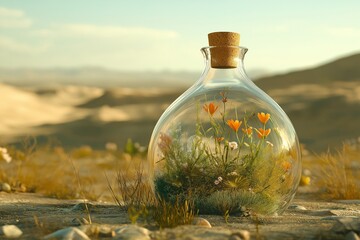 Ecosystem in Bottle in Desert: Life Amidst Desolation