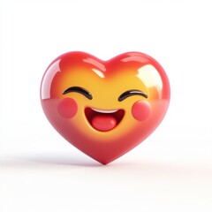 3D Red Heart Emoji Icon Isolated and White Background