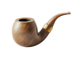 Isolated Wooden Smoking Pipe