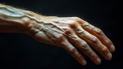 Fototapeta premium Close-up hand veins, dark background, medical anatomy