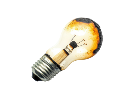 Isolated Damaged Light Bulb