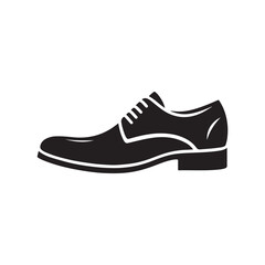 Black Color Man Shoe silhouette design Vector Illustration, Solid White Background (9).eps