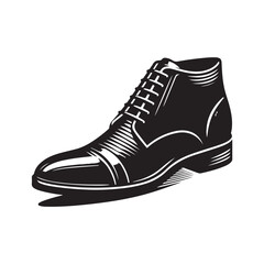 Black Color Man Shoe silhouette design Vector Illustration, Solid White Background (25).eps