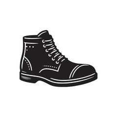 Black Color Man Shoe silhouette design Vector Illustration, Solid White Background (23).eps