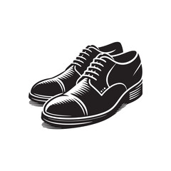 Black Color Man Shoe silhouette design Vector Illustration, Solid White Background (39).eps