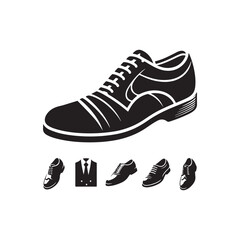 Black Color Man Shoe silhouette design Vector Illustration, Solid White Background (40).eps
