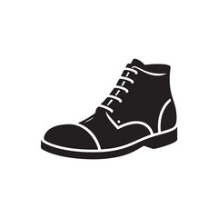 Black Color Man Shoe silhouette design Vector Illustration, Solid White Background (46).eps