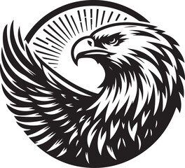 Fototapeta premium Eagle icon silhouette vector with white background