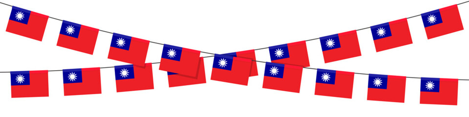 Taiwan bunting garland, string of pennants flags, vector design element.