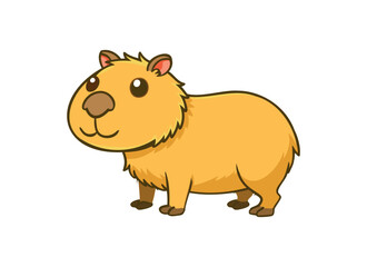 Cartoon Capybara Illustration - Cute Animal Drawing on White Background