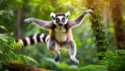 Fototapeta premium Lemur ape in the rain forest