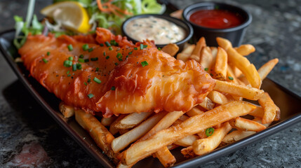 Fish and chips - british street food.