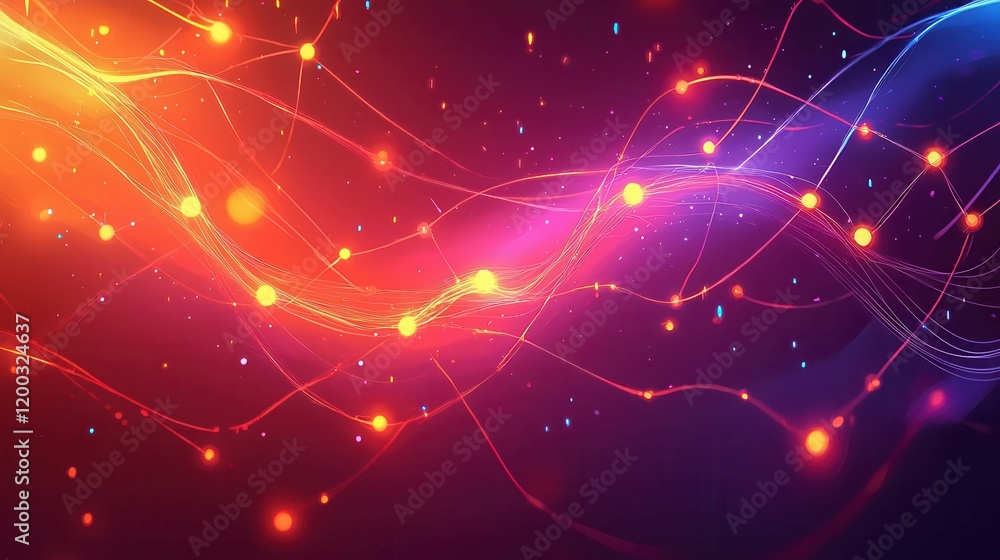 Poster colorful abstract waves of light in vibrant hues capturing dynamic motion.