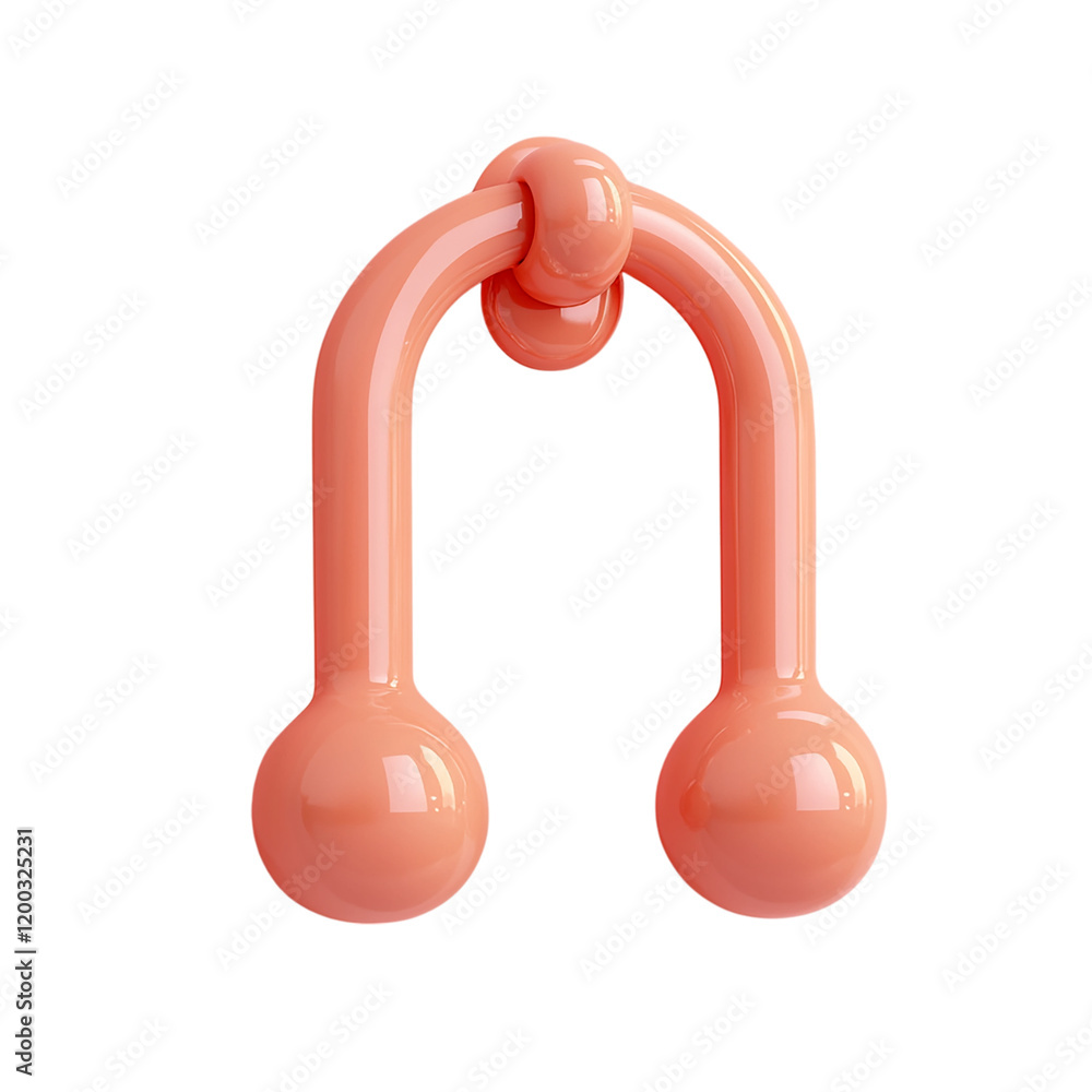 Poster abstract 3d render of a peach-colored intertwined structure