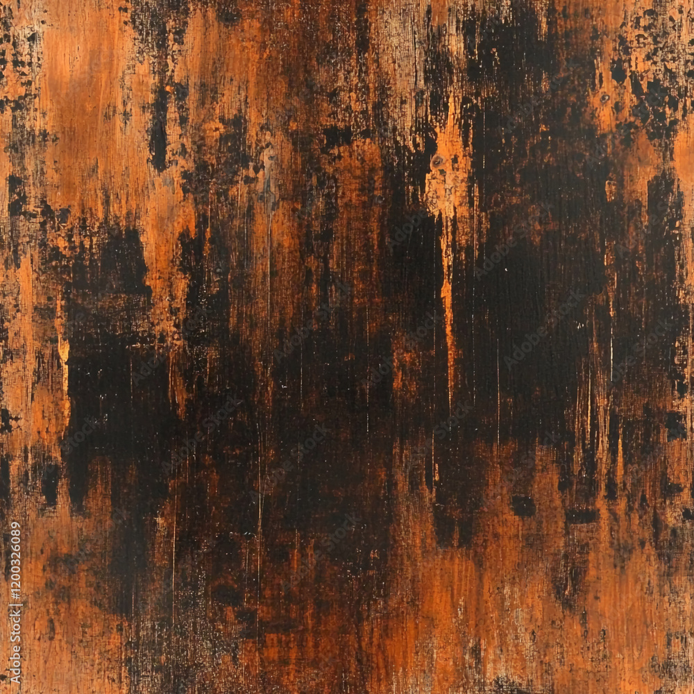 Poster abstract orange and black grunge texture with weathered paint pattern