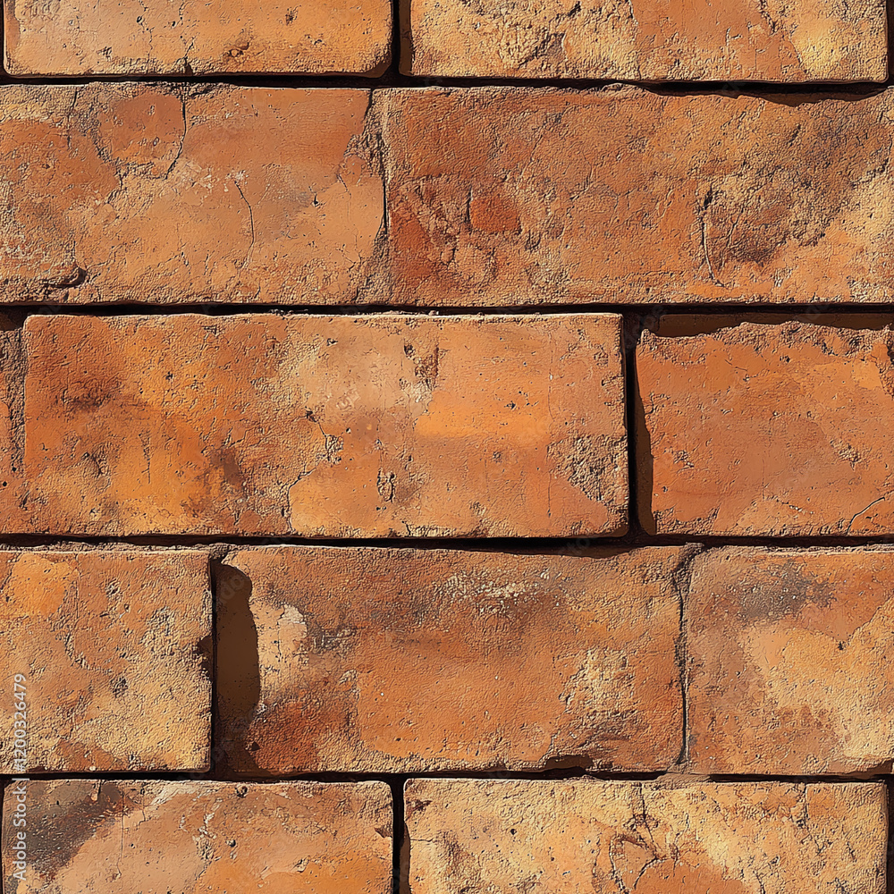 Poster rustic orange brick wall texture with weathered surface pattern