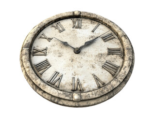 Isolated Stone Clock Face with Roman Numerals