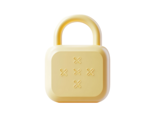 Isolated Yellow Padlock with Grid Pattern