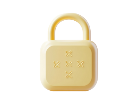Isolated Yellow Padlock with Grid Pattern
