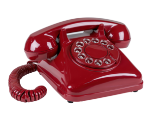 Isolated Vintage Red Rotary Phone