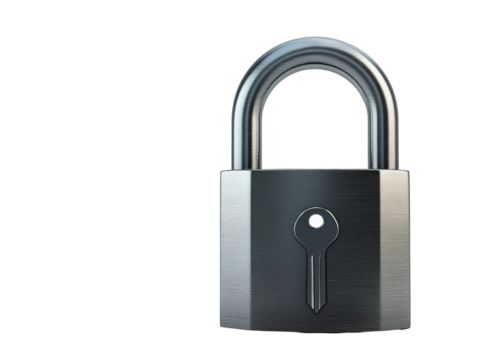 Isolated Metallic Padlock with Keyhole Icon