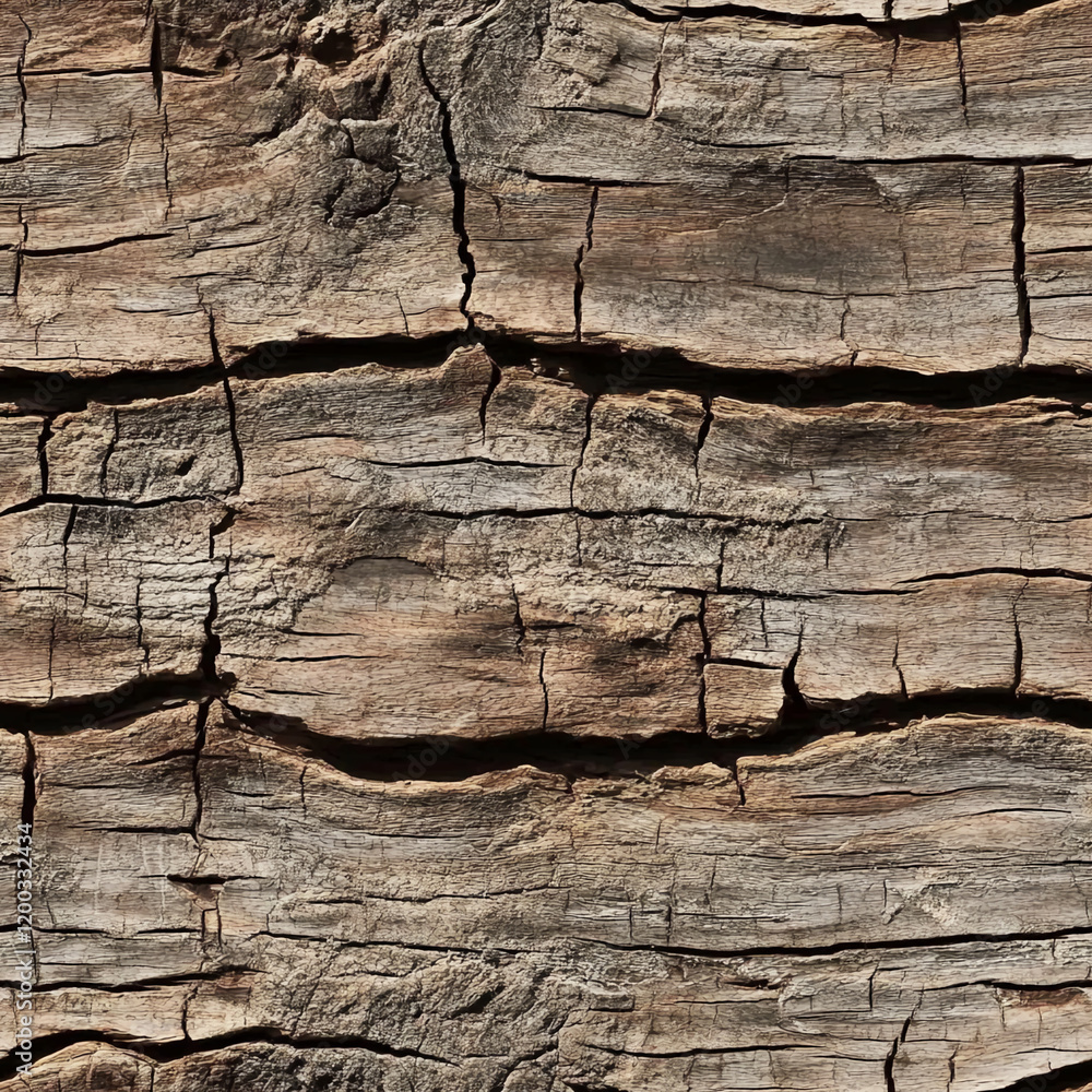 Aufkleber Weathered wood texture with natural cracks and rustic patterns