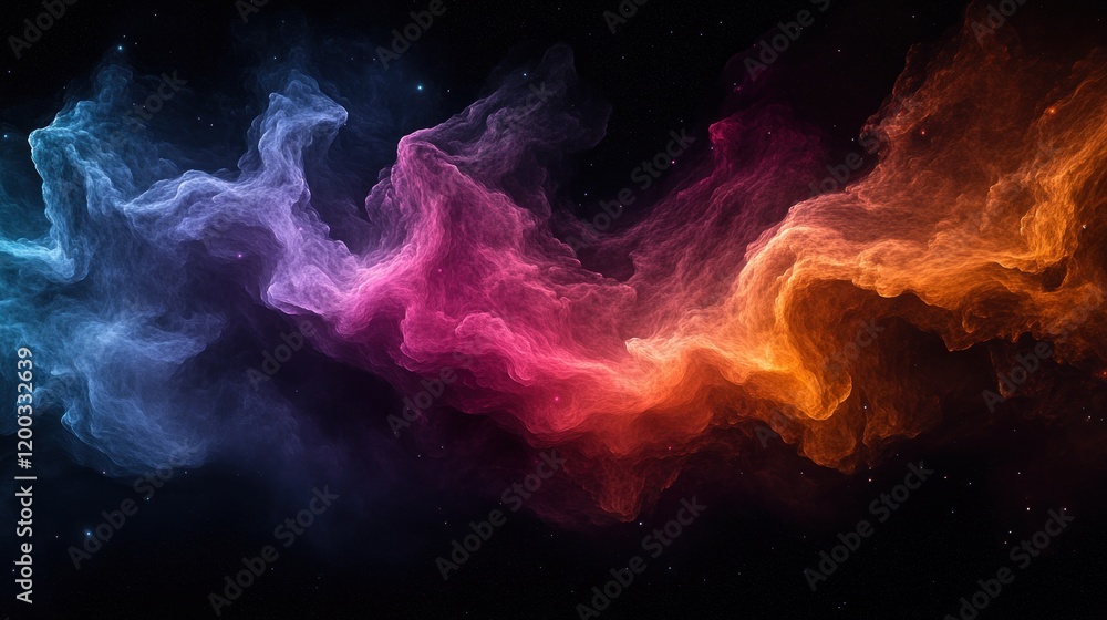 Wall mural abstract cosmic nebula with vibrant colors and swirling gaseous clouds.