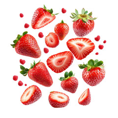 Isolated Variety of Strawberries and Raspberries