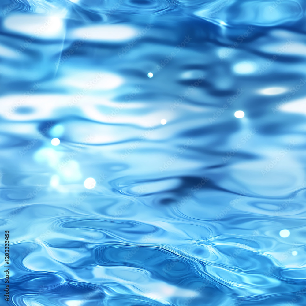 Aufkleber blue water texture with gentle ripples and bokeh effect