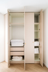 Modern wardrobe design in a stylish bedroom with organized storage