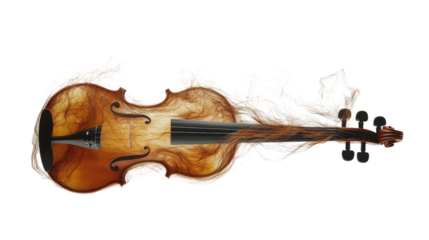 Unique violin design blends artistry and music in an imaginative display isolated on transparent background