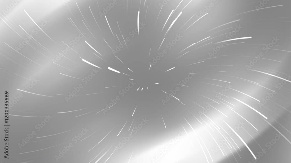Poster white lines radiate from center forming grey swirling motion. abstract background suitable for techn