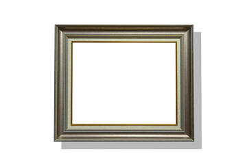 horizontal wooden picture or painting frame and white background