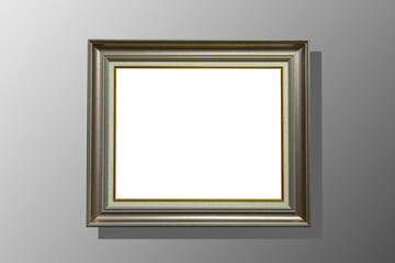 horizontal wooden picture or painting frame and gray background