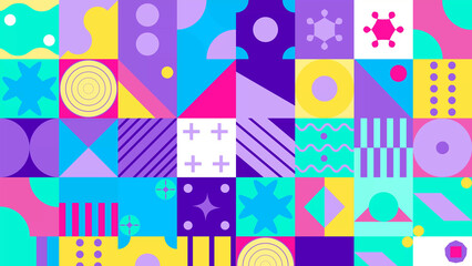 Seamless Pattern Of Pop And Colorful Abstract Geometric Shape