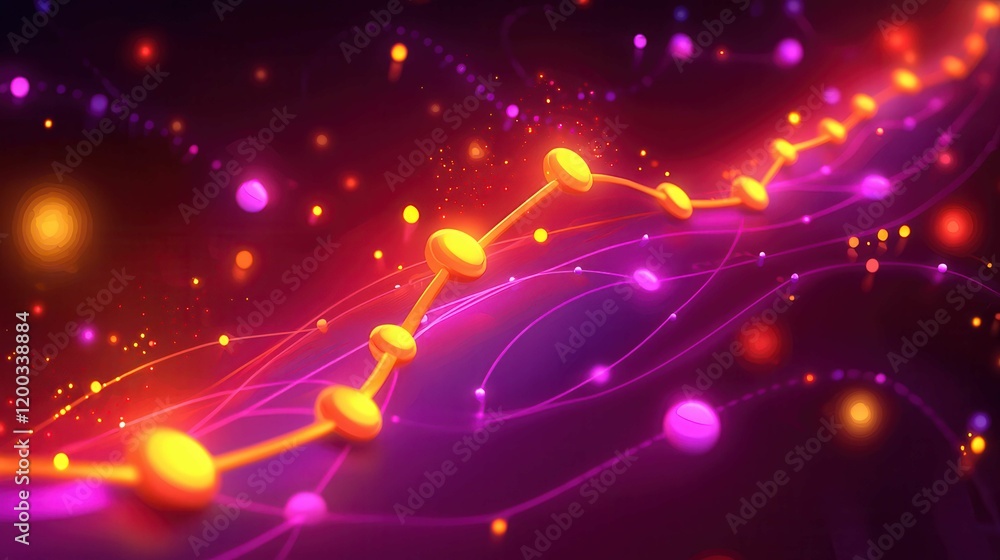 Aufkleber a vibrant abstract illustration featuring a data flow with glowing orbs and dynamic lines in purple 