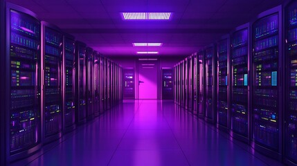 Fototapeta premium Futuristic Data Center with Glowing Servers and Technology