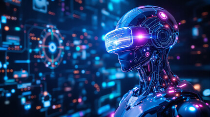 Cybernetic Humanoid Robot Designing Futuristic AI Systems with Virtual Reality 