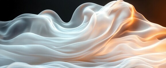 Obraz premium Draped fabric, soft waves, dark background, elegant design, website banner