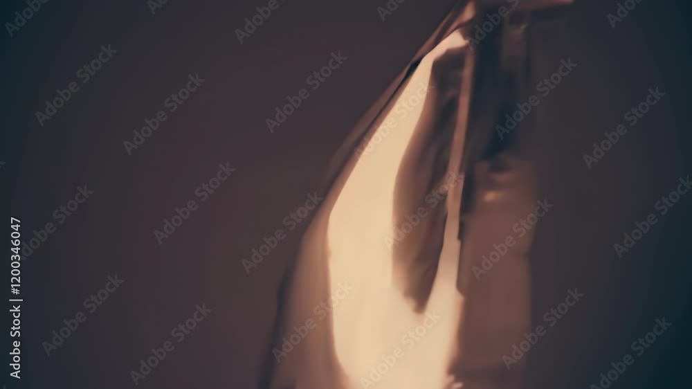 Poster Abstract close-up of a soft golden light reflection on a smooth surface, creating a warm and ethereal atmosphere