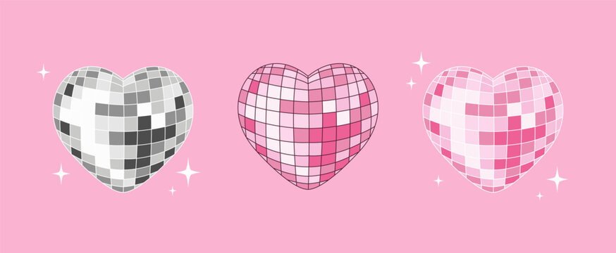 Heart shaped disco balls set