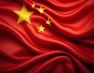 Vibrant China flag waving with luxurious satin texture - Patriotic and cultural symbol