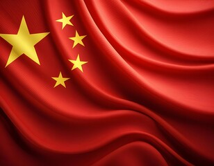 Vibrant China flag waving with luxurious satin texture - Patriotic and cultural symbol