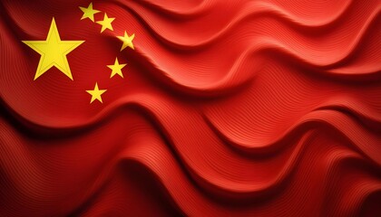 Vibrant China flag waving with luxurious satin texture - Patriotic and cultural symbol